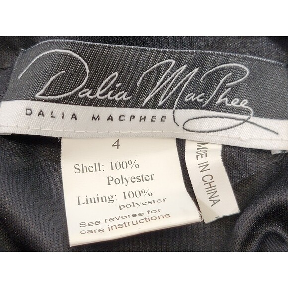 Dalia MacPhee Women's Size 4 Black Sheer Caped Long Sleeve Sheath Dress $260 NEW - Picture 14 of 15